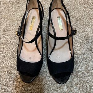 Louise et Cie Black Mary Jane Peep Toe Heels